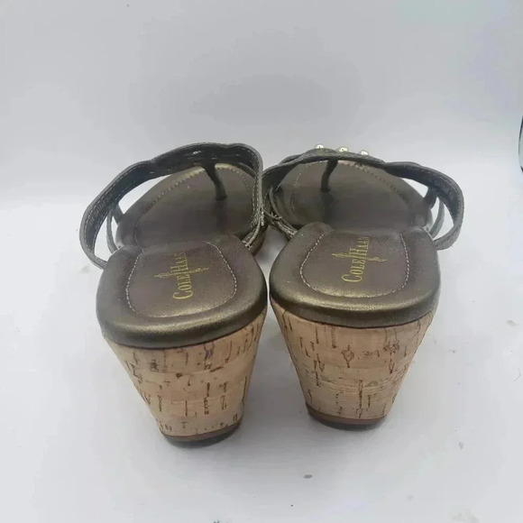 Cole Haan Women's Bronze & Jewel Studded Cork Wedge Sandal, Size 5.5 B D41646 - Picture 5 of 7